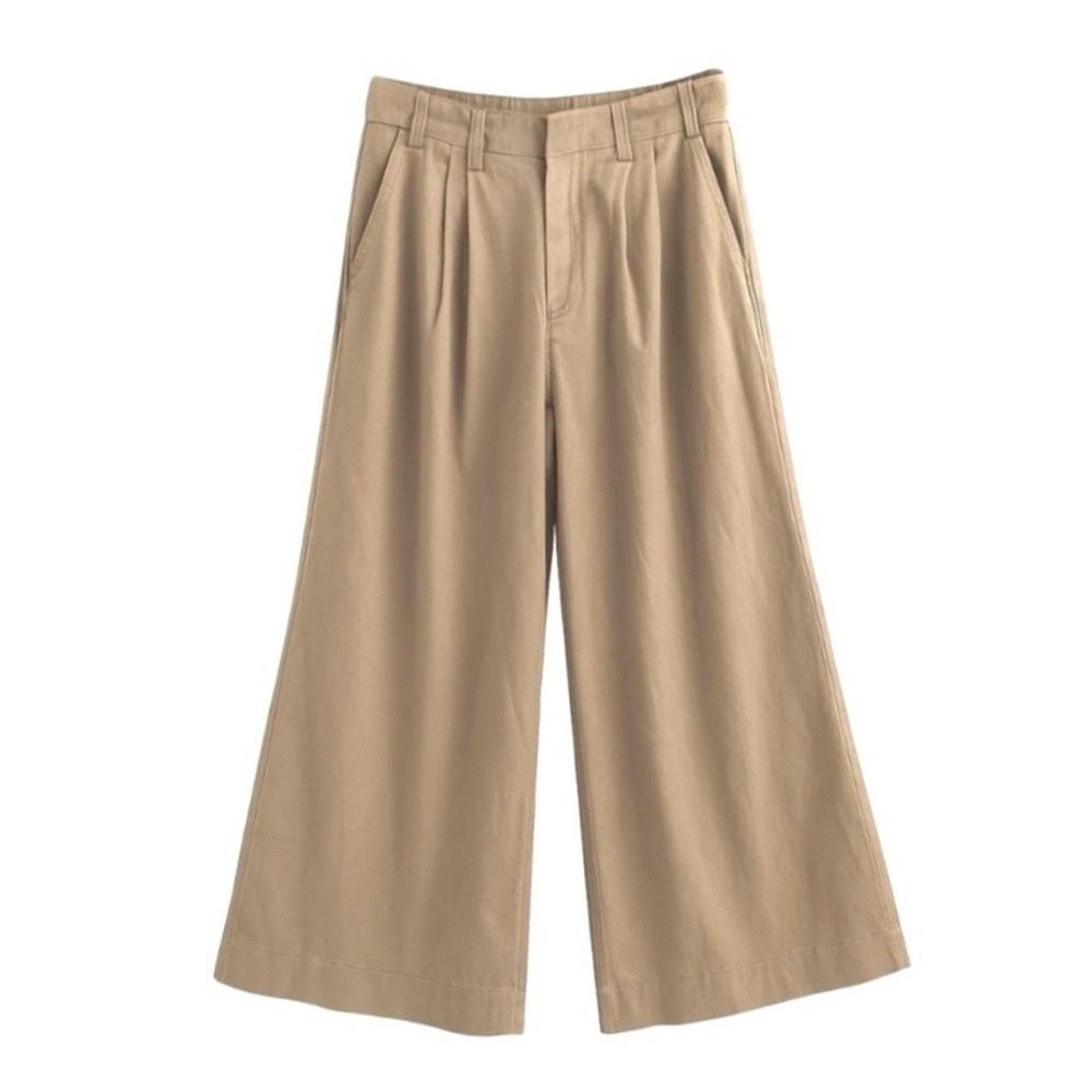 Young Fabulous & Broke Wide Leg Crop Tencel Trouser High Waist Pleat Front Pant